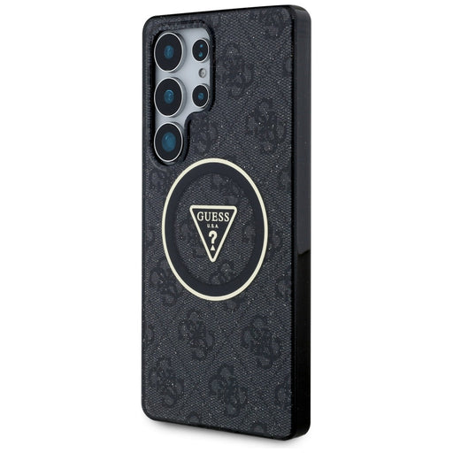 Guess 4G Glitter Triangle Buttons MagSafe Case for Samsung Galaxy S25 Ultra Black - Cell phone cases