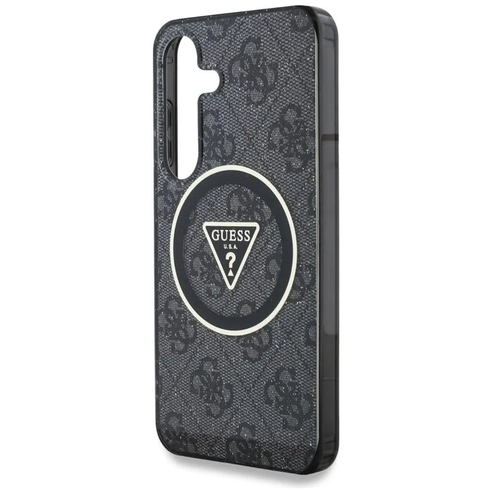 Guess 4G Glitter Triangle Buttons MagSafe case for Samsung Galaxy S25 black - Cell phone cases and covers<<<HurtelXML