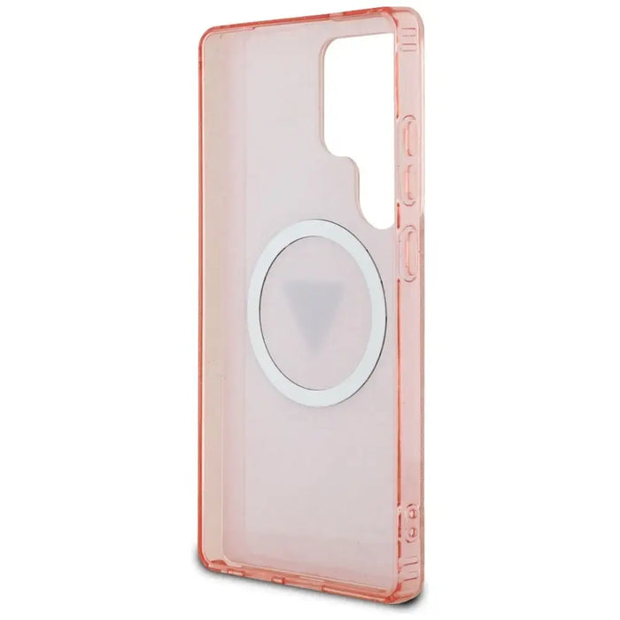Guess 4G Glitter Triangle Buttons MagSafe Case for Samsung Galaxy S25 Ultra Pink - Cell phone cases