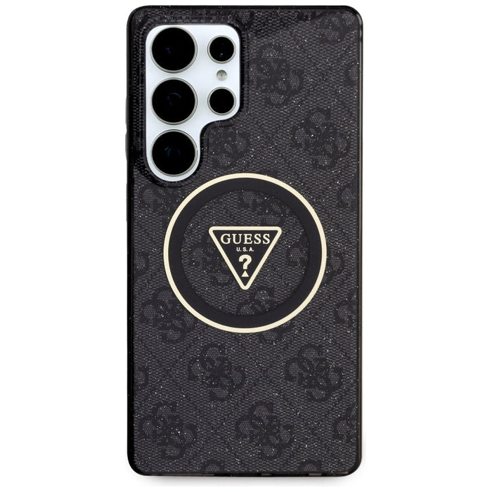 Guess 4G Glitter Triangle Buttons MagSafe Case for Samsung Galaxy S25 Ultra Black - Cell phone cases