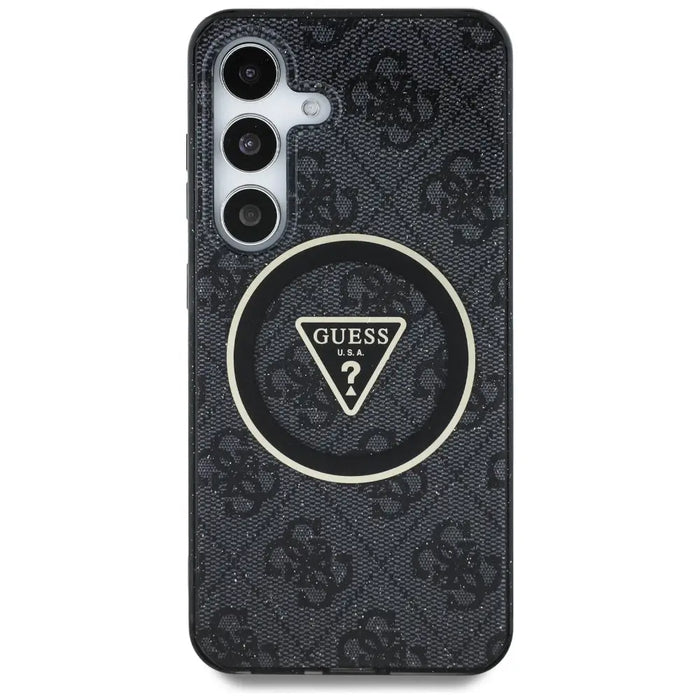 Guess 4G Glitter Triangle Buttons MagSafe case for Samsung Galaxy S25 black - Cell phone cases and covers<<<HurtelXML