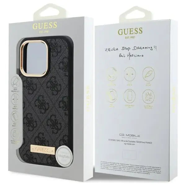 Guess 4G Logo Plate MagSafe Case for iPhone 16 Pro Max - Black - Cell phone cases and covers<<<HurtelXML