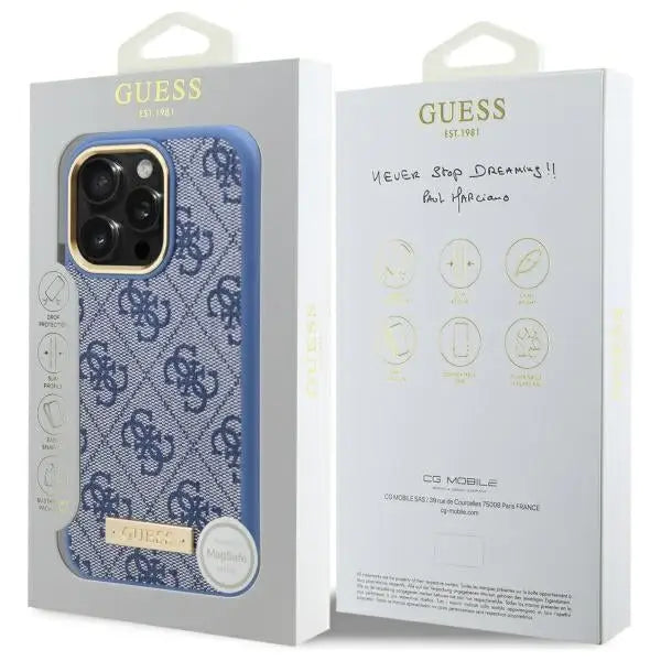 Guess 4G Logo Plate MagSafe Case for iPhone 16 Pro Max - Blue - Cell phone cases and covers<<<HurtelXML