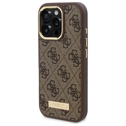 Guess 4G Logo Plate MagSafe Case for iPhone 16 Pro Max - Brown - Cell phone cases and covers<<<HurtelXML