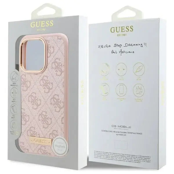 Guess 4G Logo Plate MagSafe Case for iPhone 16 Pro Max - Pink - Cell phone cases and covers<<<HurtelXML
