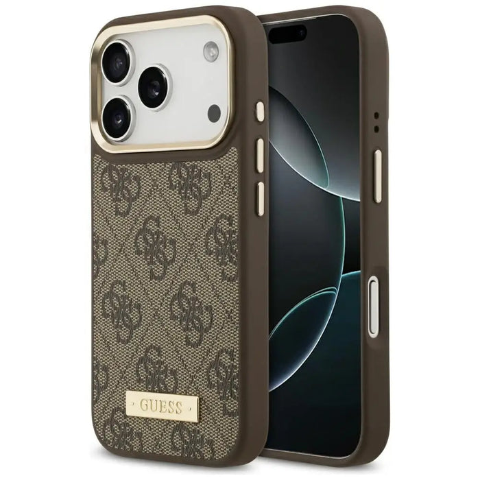 Guess 4G Logo Plate MagSafe case for iPhone 17 Pro - brown - Cell phone cases and covers<<<HurtelXML
