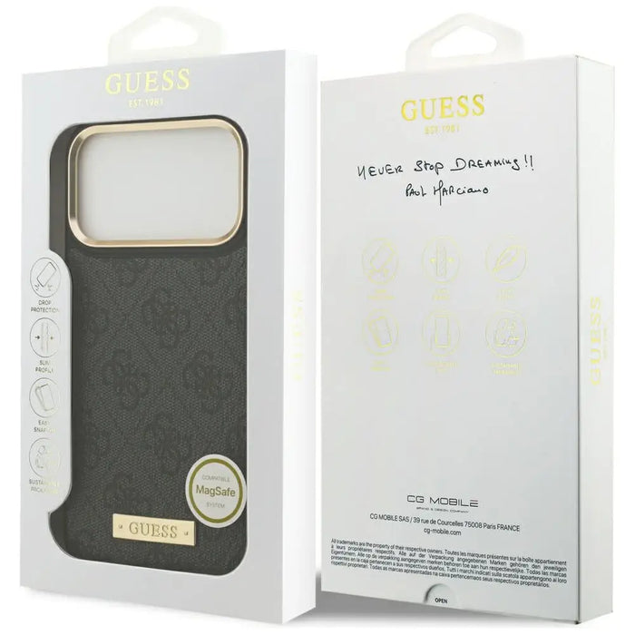 Guess 4G Logo Plate MagSafe Case for iPhone 17 Pro Max - Black - Cell phone cases and covers<<<HurtelXML