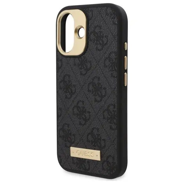 Guess 4G Logo Plate MagSafe iPhone 16 Case - Black - Cell phone cases and covers<<<HurtelXML