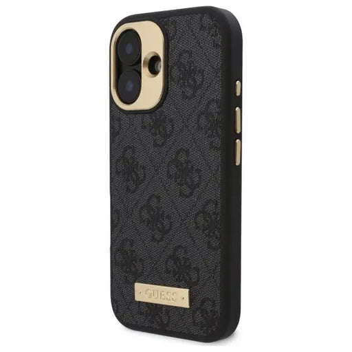 Guess 4G Logo Plate MagSafe iPhone 16 Case - Black - Cell phone cases and covers<<<HurtelXML