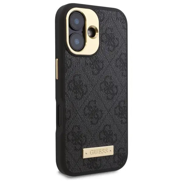Guess 4G Logo Plate MagSafe iPhone 16 Case - Black - Cell phone cases and covers<<<HurtelXML