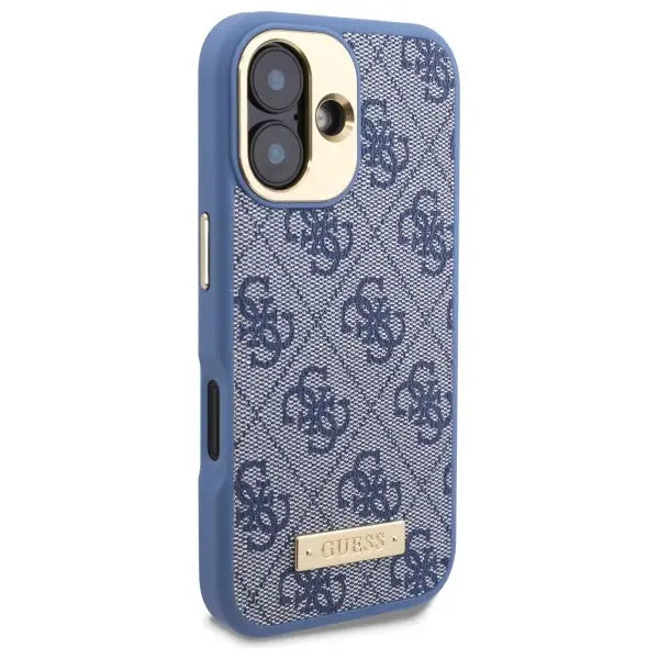 Guess 4G Logo Plate MagSafe iPhone 16 Case - Blue - Cell phone cases and covers<<<HurtelXML