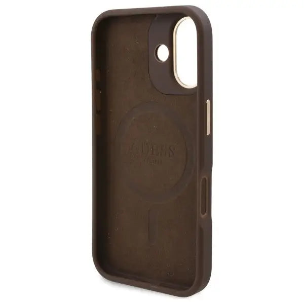 Guess 4G Logo Plate MagSafe iPhone 16 Plus Case - Brown - Cell phone cases and covers<<<HurtelXML