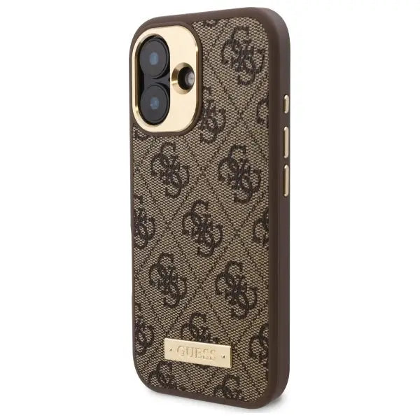 Guess 4G Logo Plate MagSafe iPhone 16 Plus Case - Brown - Cell phone cases and covers<<<HurtelXML