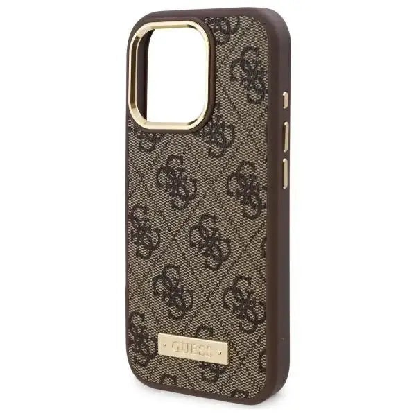 Guess 4G Logo Plate MagSafe iPhone 16 Pro Case - Brown - Cell phone cases and covers<<<HurtelXML