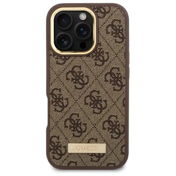 Guess 4G Logo Plate MagSafe iPhone 16 Pro Case - Brown - Cell phone cases and covers<<<HurtelXML