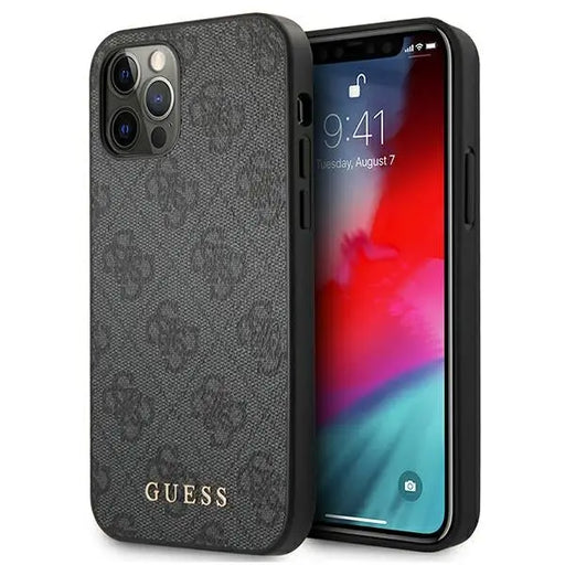 Guess 4G Metal Gold Logo Case for iPhone 12 / 12 Pro - Gray - Cell phone cases and covers<<<HurtelXML
