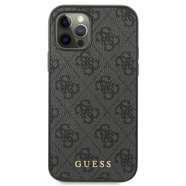 Guess 4G Metal Gold Logo Case for iPhone 12 / 12 Pro - Gray - Cell phone cases and covers<<<HurtelXML