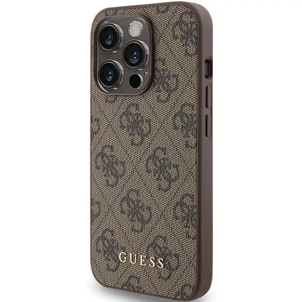 Guess 4G Metal Gold Logo case for iPhone 15 Pro - brown - Cell phone cases and covers<<<HurtelXML