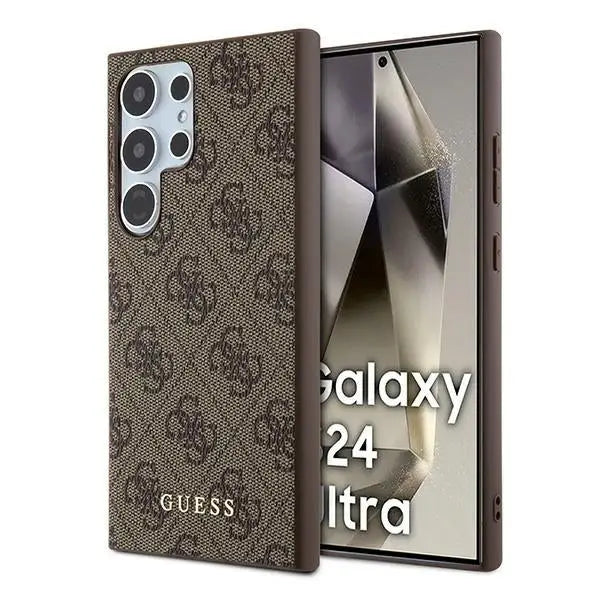 Guess 4G Metal Gold Logo case for Samsung Galaxy S24 Ultra - brown - Cell phone cases and covers<<<HurtelXML