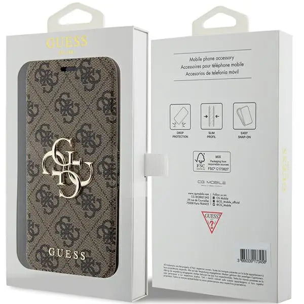 Guess 4G Metal Logo case for iPhone 15 Pro - brown - Cell phone cases and covers<<<HurtelXML