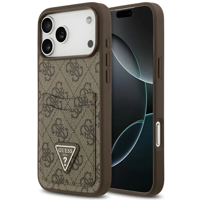 Guess 4G Nauble Card Triangle Case for iPhone 17 Pro Max - Brown - Cell phone cases and covers<<<HurtelXML