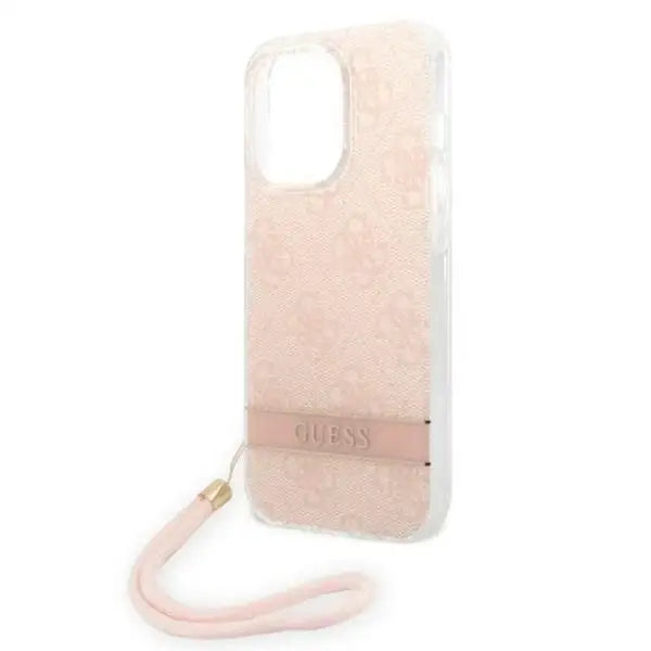 Guess 4G Print Strap iPhone 14 Pro Case - Pink - Cell phone cases and covers<<<HurtelXML