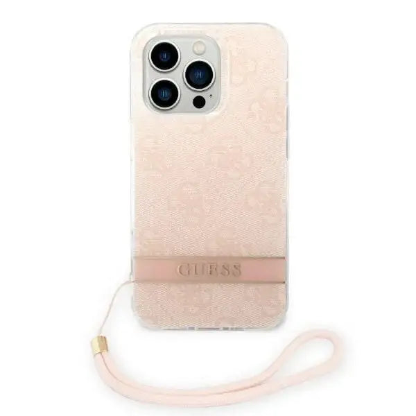 Guess 4G Print Strap iPhone 14 Pro Case - Pink - Cell phone cases and covers<<<HurtelXML