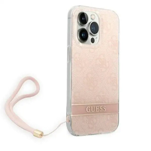 Guess 4G Print Strap iPhone 14 Pro Case - Pink - Cell phone cases and covers<<<HurtelXML