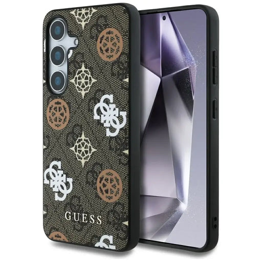 Guess 4G Printed Colored Peony Pattern MagSafe case for Samsung Galaxy S25 brown - Cell phone cases