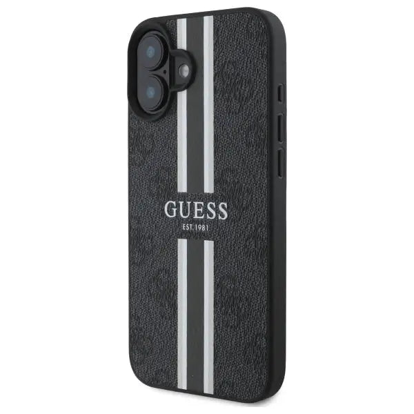 Guess 4G Printed Stripes MagSafe case for iPhone 16 - black - Cell phone cases and covers<<<HurtelXML