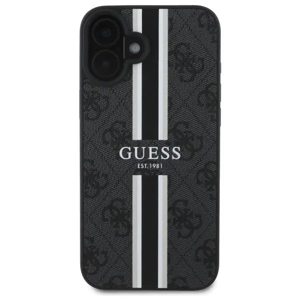 Guess 4G Printed Stripes MagSafe case for iPhone 16 - black - Cell phone cases and covers<<<HurtelXML