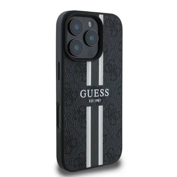 Guess 4G Printed Stripes MagSafe case for iPhone 16 Pro - black - Cell phone cases and covers<<<HurtelXML