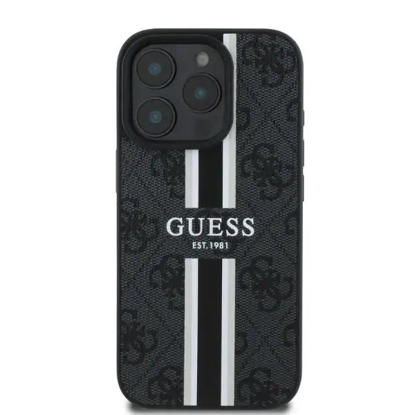 Guess 4G Printed Stripes MagSafe case for iPhone 16 Pro - black - Cell phone cases and covers<<<HurtelXML