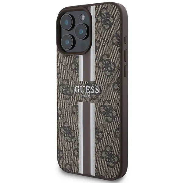 Guess 4G Printed Stripes MagSafe Case for iPhone 16 Pro Max - Brown - Cell phone cases and covers<<<HurtelXML