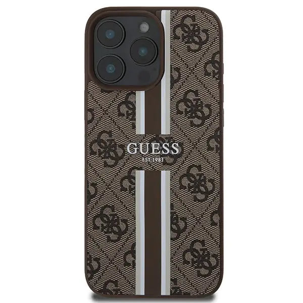 Guess 4G Printed Stripes MagSafe Case for iPhone 16 Pro Max - Brown - Cell phone cases and covers<<<HurtelXML
