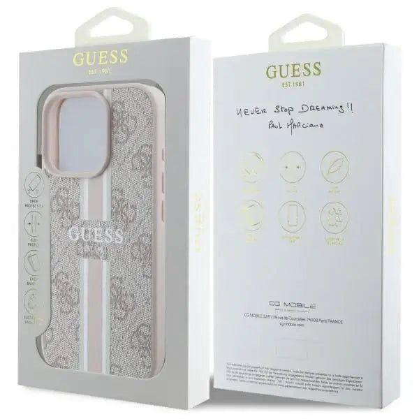 Guess 4G Printed Stripes MagSafe Case for iPhone 16 Pro Max - Pink - Cell phone cases and covers<<<HurtelXML