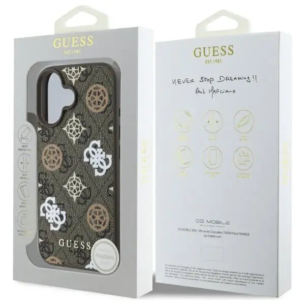 Guess 4G Printed Stripes MagSafe iPhone 16 Case - Brown - Cell phone cases and covers<<<HurtelXML