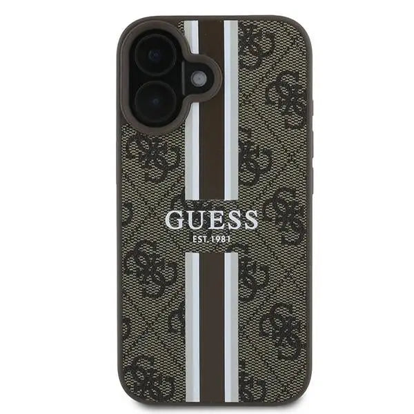 Guess 4G Printed Stripes MagSafe iPhone 16 Plus Case - Brown - Cell phone cases and covers<<<HurtelXML