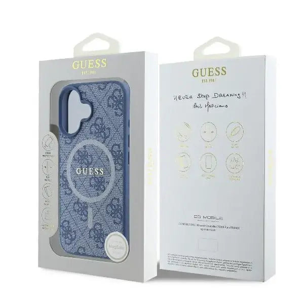 Guess 4G Ring Classic Logo MagSafe case for iPhone 16 Plus - blue - Cell phone cases and covers<<<HurtelXML