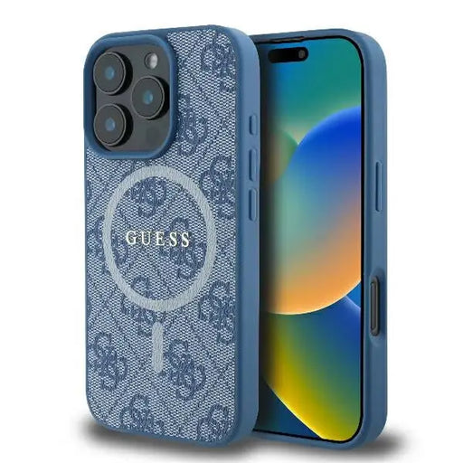 Guess 4G Ring Classic Logo MagSafe iPhone 16 Pro Case - Blue - Cell phone cases and covers<<<HurtelXML