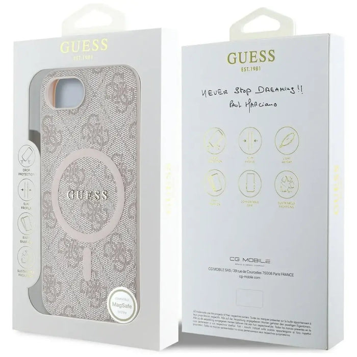 Guess 4G Ring Classic Logo MagSafe iPhone 16e Case - Pink - Cell phone cases and covers<<<HurtelXML
