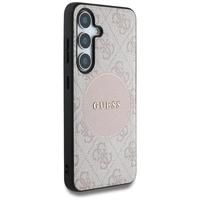 Guess 4G Round Patch Classic Logo MagSafe Case for Samsung Galaxy S25 Plus Pink - Cell phone cases