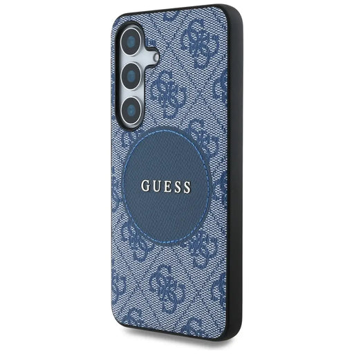 Guess 4G Round Patch Classic Logo MagSafe case for Samsung Galaxy S25 blue - Cell phone cases and covers<<<HurtelXML
