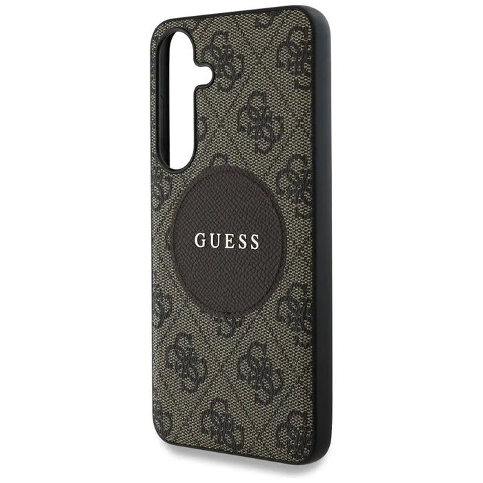 Guess 4G Round Patch Classic Logo MagSafe Case for Samsung Galaxy S25 Brown - Cell phone cases and covers<<<HurtelXML