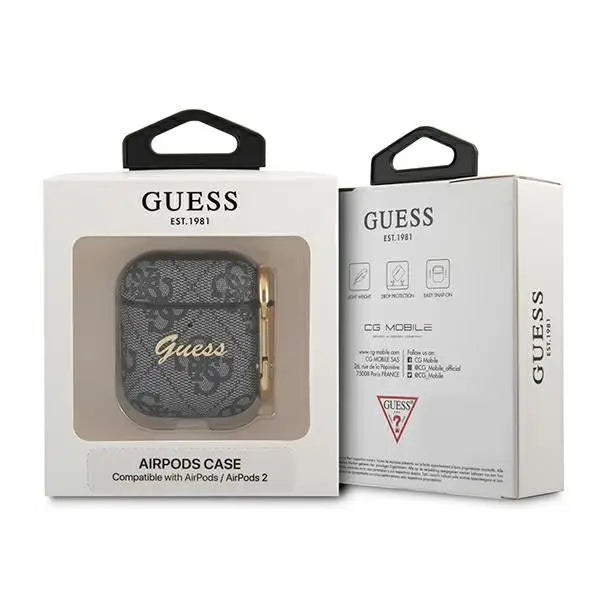 Guess 4G Script Metal Collection case for AirPods 1 / 2 - gray - Cell phone cases and covers<<<HurtelXML
