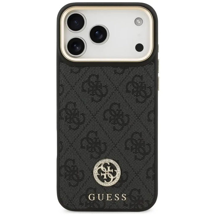 Guess 4G Srtass Logo & Big Strap Metal Buttons MagSafe Case for iPhone 17 Pro Max - Black - Cell phone cases