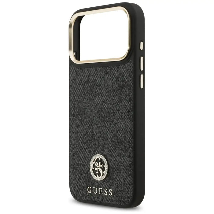 Guess 4G Srtass Logo & Big Strap Metal Buttons MagSafe Case for iPhone 17 Pro Max - Black - Cell phone cases
