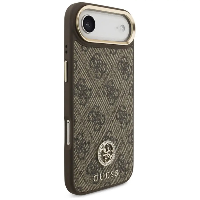 Guess 4G Strass Logo & Big Strap Metal Buttons MagSafe Case for iPhone Air - Brown - Cell phone cases