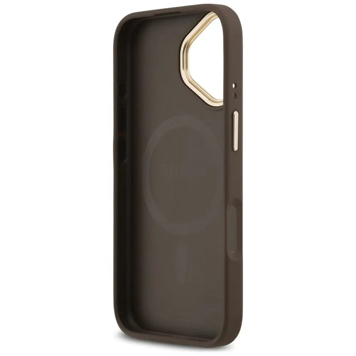 Guess 4G Strass Logo & Big Strap Metal Buttons MagSafe Case for iPhone 17 - Brown - Cell phone cases