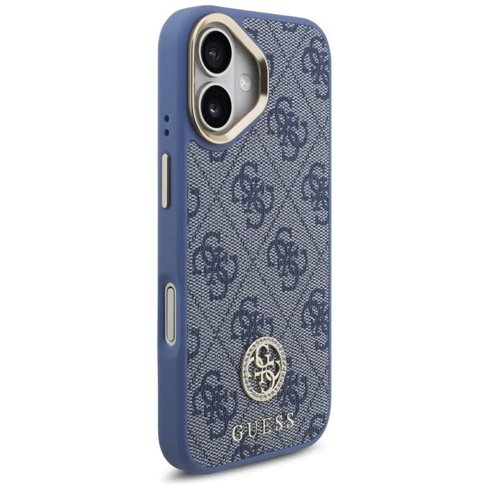 Guess 4G Strass Logo & Big Strap Metal Buttons MagSafe Case for iPhone 17 - Blue - Cell phone cases